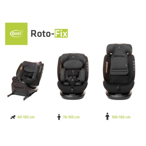 4Baby Roto-Fix i-Size - obrotowy fotelik samochodowy  40-150 cm | Graphite - 18